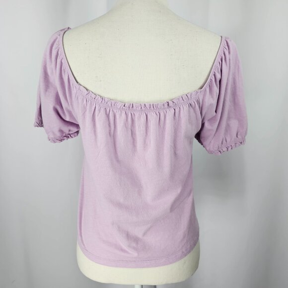 American Eagle Women's Lilac Purple Puff Sleeve Button Front Top Size M NWT - Picture 7 of 12
